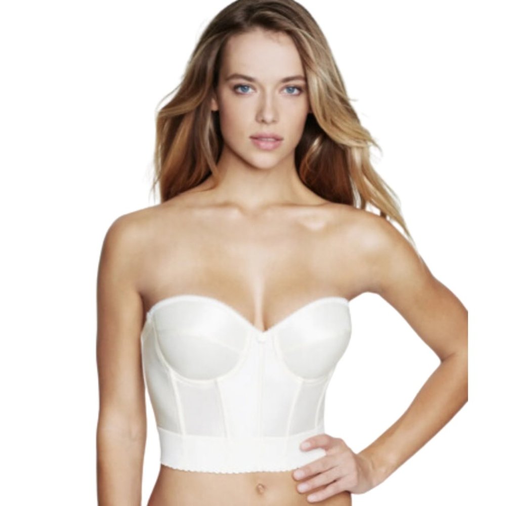 SALE 5/$25 Dominique Bridal Noemi Strapless Low Back Longline Bustier Bra Ivory
